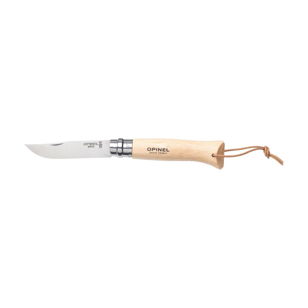Opinel Inox No 08 Natural zakmes in een riemetui