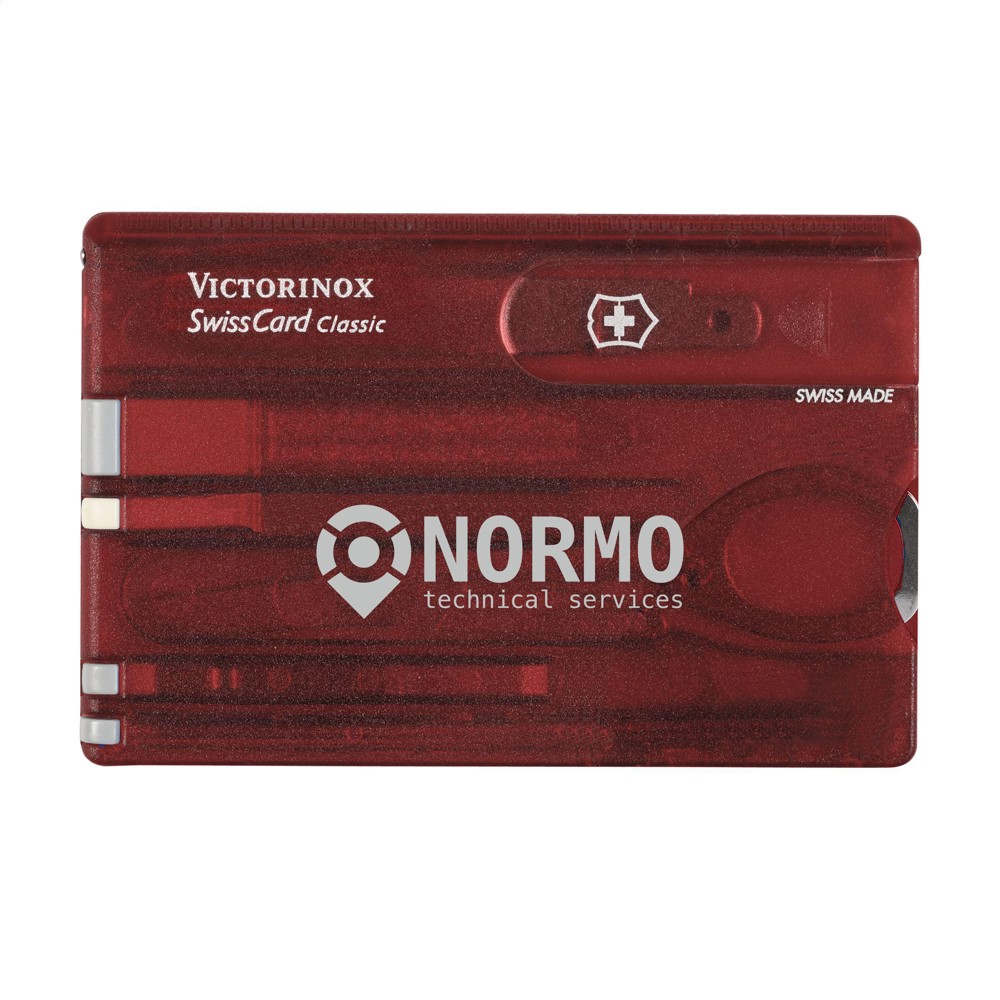 Victorinox Swisscard Classic Multitool - transparant rood (± PMS 187C)