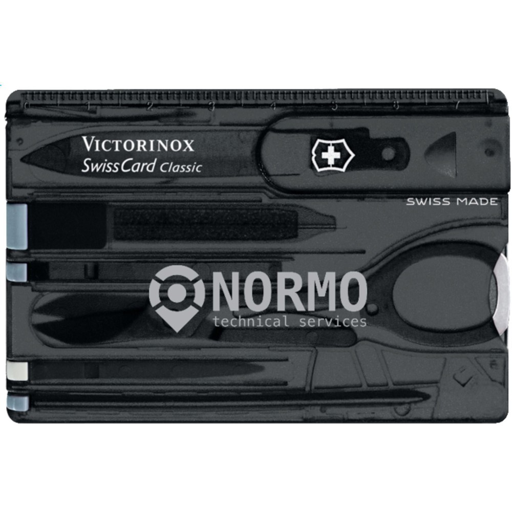 Victorinox Swisscard Classic Multitool - transparant zwart (± PMS BlackC)