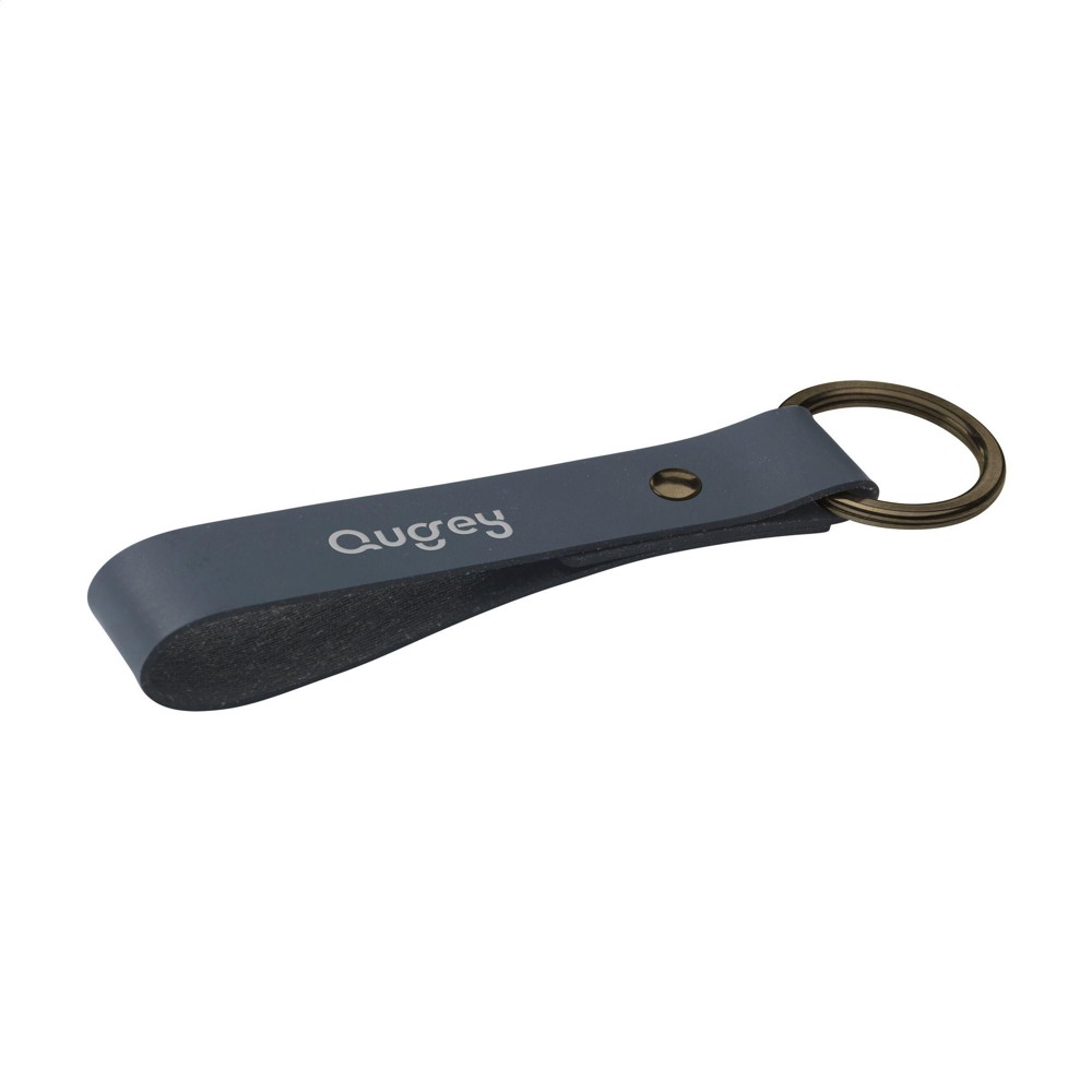 Recycled Leather Keyring sleutelhanger - donkerblauw