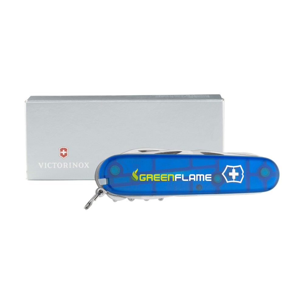 Victorinox Huntsman zakmes in geschenkdoos - Transparant Blauw
