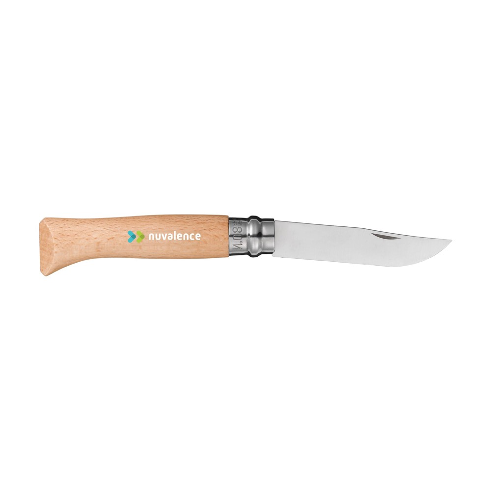 Opinel Inox No 08 zakmes in een riemetui
