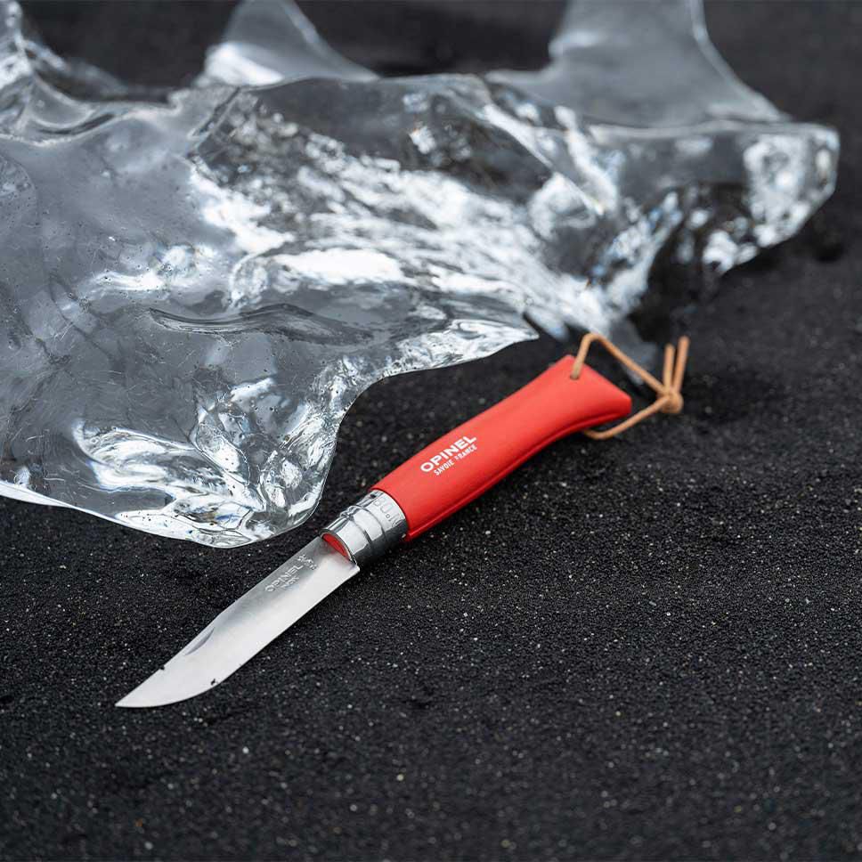 Opinel Colorama No 08 zakmes in een riemetui